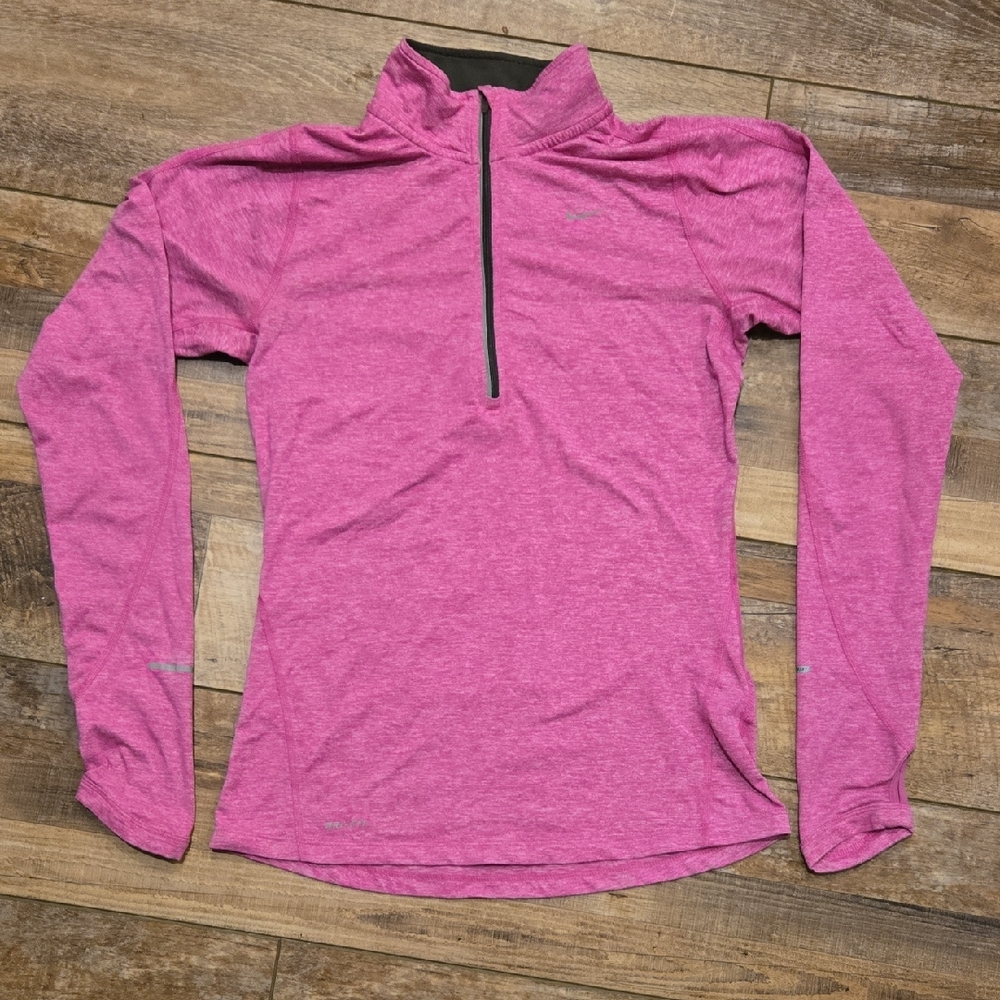 Nike Women's Heathered Pink Long Sleeve Quarter Zip Too. Size Xs